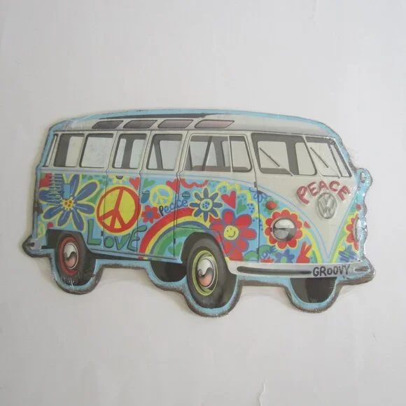 Volkswagen Car Van Groovy Peace Hippie Vintage Metal Sign - Picture 2 of 4